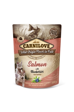 Carnilove Dog Puppy tasakos Paté Salmon with Blueberries - Lazac áfonyával 300g