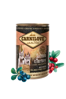 Carnilove kölyök Gabonamentes nedveseledel konzerv - Lazac és Pulykahússal 400gr