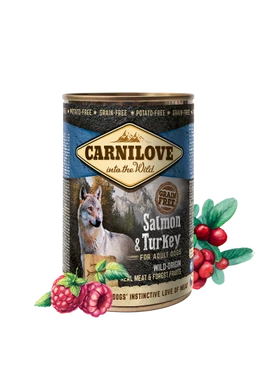 Carnilove  felnőtt Gabonamentes nedveseledel konzerv -  Lazac és Pulykahússal 400gr
