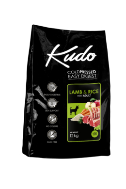 Kudo Lamb, Rice Mini Adult hidegen sajtolt száraztáp báránnyal 12kg