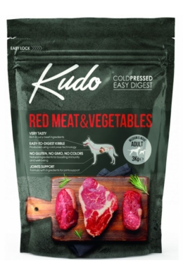 Kudo Red Meat, Vegetables Medium and Maxi Adult hidegen sajtolt száraztáp vörös húsokkal 3kg