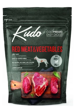 Kudo Red Meat, Vegetables Mini Adult hidegen sajtolt száraztáp vörös húsokkal 3kg