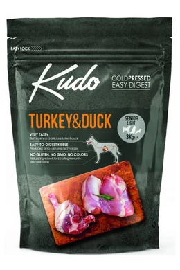 Kudo Senior/Diétás kutyáknak hidegen sajtolt száraztáp kacsával és pulykával 3kg