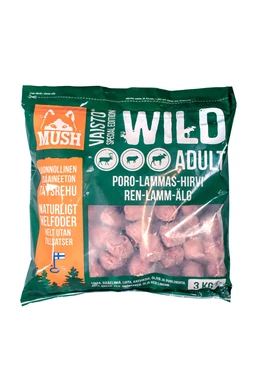 Mush Wild komplett fagyasztott Barf menü rénszarvas-, bárány-, és jávorszarvas hússal 3kg