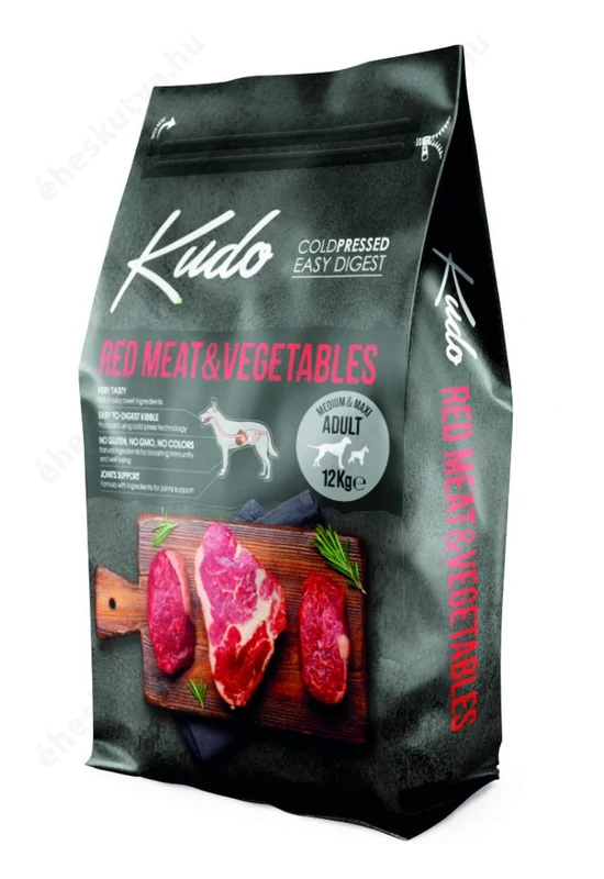Kudo Red Meat, Vegetables Medium and Maxi Adult hidegen sajtolt száraztáp vörös húsokkal 12kg
