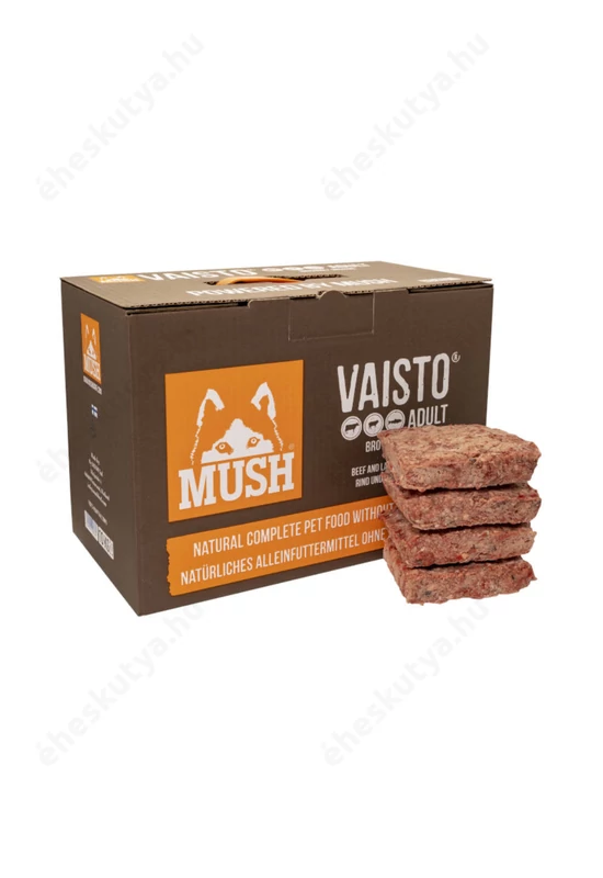 Mush Vaisto Brown komplett fagyasztott Barf menü marha-, bárány-, és lazachússal, csirkementesen 10kg