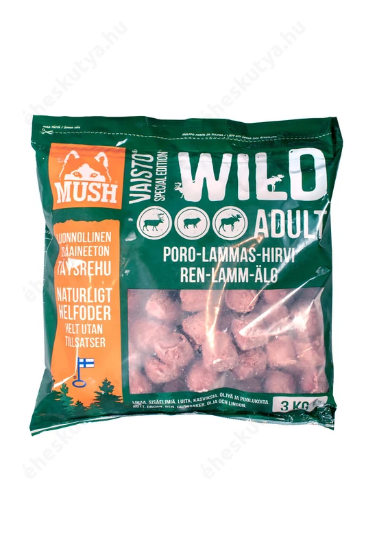 Mush Wild komplett fagyasztott Barf menü rénszarvas-, bárány-, és jávorszarvas hússal 3kg