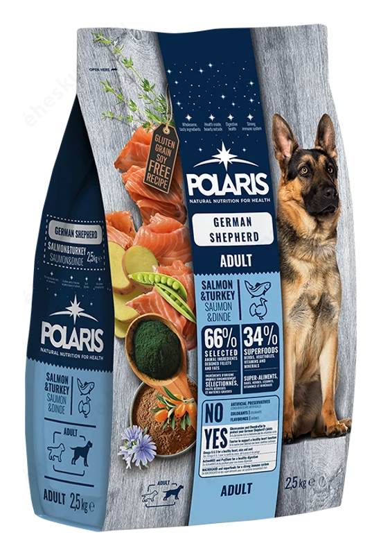 Polaris Német Juhászkutya Gabonamentes száraztáp Lazac-Pulyka 12kg