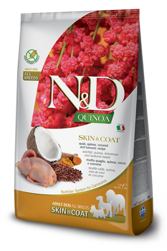 N&D Quinoa Gabonamentes száraztáp bőr&bunda regeneráló Fürj 2,5kg