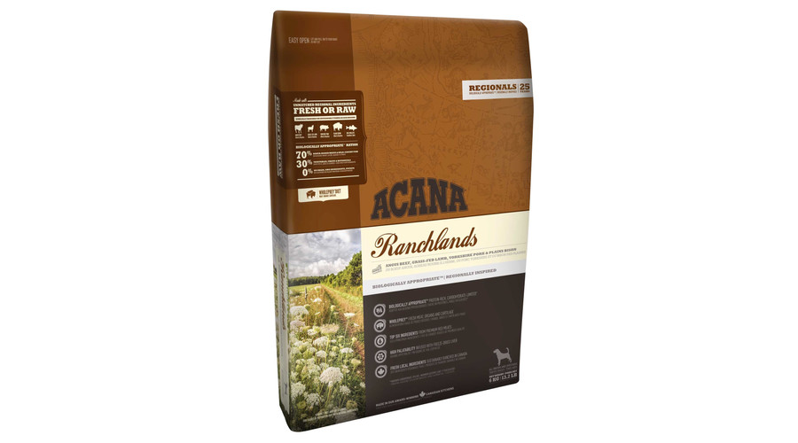 Acana Ranchlands Dog - Gabonamentes szárazeledel marha, báránnyal, sertéssel és bölénnyel 2kg Acana Ranchlands Dog - Gabonamentes szárazeledel marha, báránnyal, sertéssel és bölénnyel 2kg